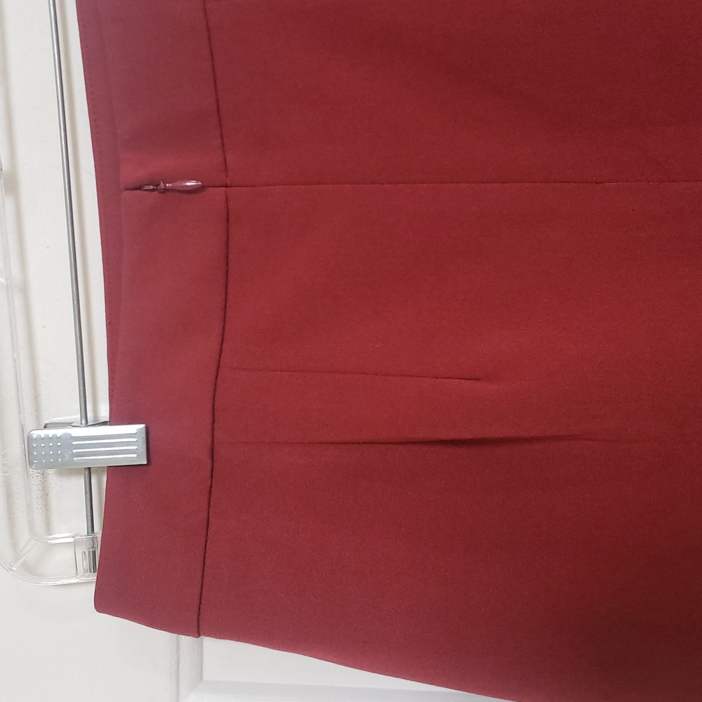 LOFT Rust Faux Wrap Skirt | Minimalist Chic Tailored | Button Front | SIZE 2 - Picture 8 of 16